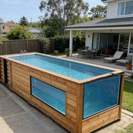 Hochwertige, professionelle GFK-Pools für große Gebäude; Aufstellpools für die ganze Familie (4,5 m, 12 m, 6 m); Containerpools für Erwachsene